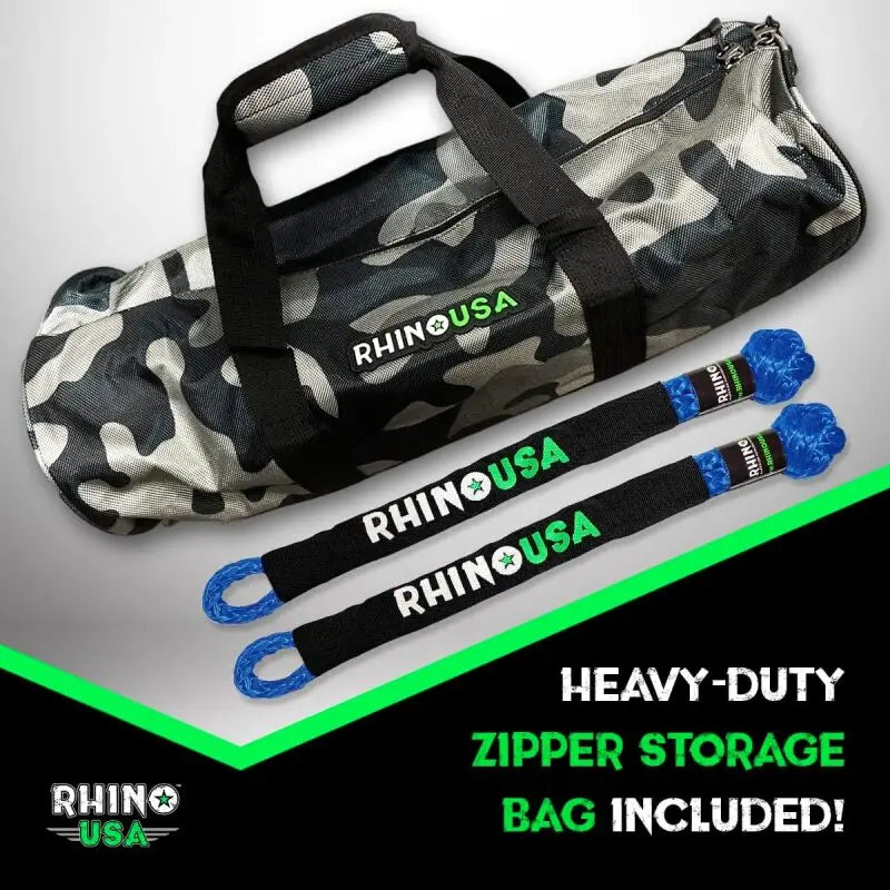 Rhino USA 7/8In X 30Ft Kinetic Rope Recovery Kit W/Soft Shackles (Blue) - Rhino USA