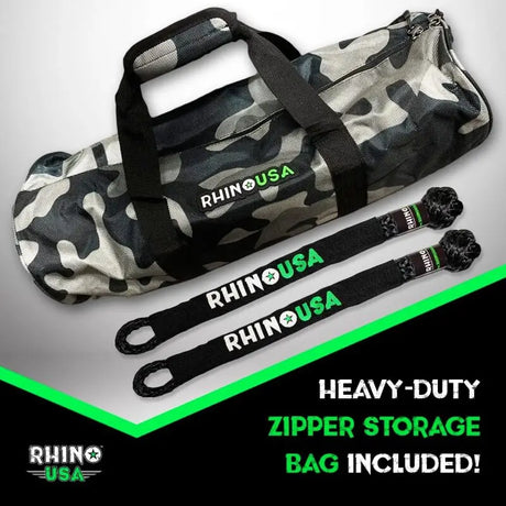 Rhino USA 7/8In X 30Ft Kinetic Rope Recovery Kit W/Soft Shackles (Black) - Rhino USA