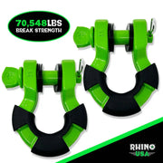 Rhino USA 8T Super Shackle 2-Pack (Green) - Rhino USA