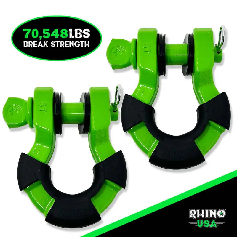 Rhino USA 8T Super Shackle 2-Pack (Green) - Rhino USA