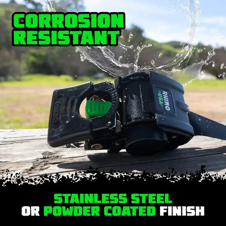 Rhino USA Retractable Transom Straps (2 Pack-Black) - Rhino USA