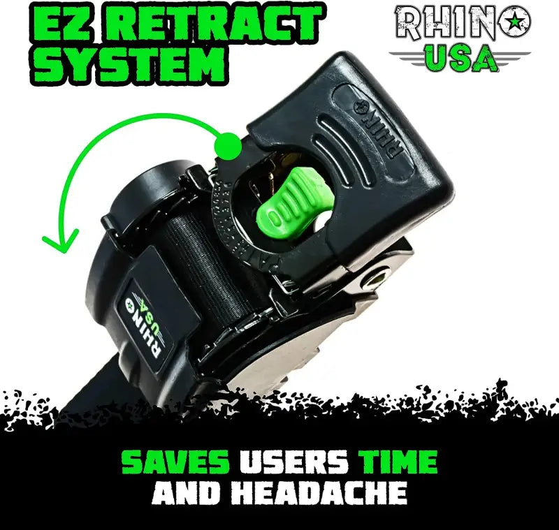 Rhino USA Retractable Transom Straps (2 Pack-Black) - Rhino USA