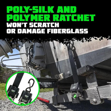 Rhino USA Retractable Transom Straps (2 Pack-Black) - Rhino USA