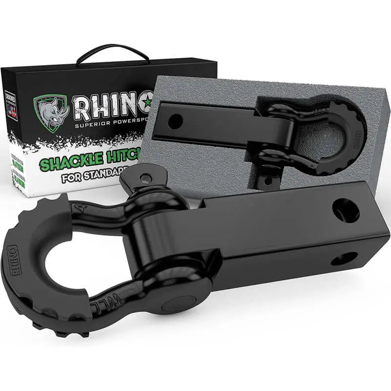 Rhino USA Shackle Hitch Receiver W/ D-Ring (Black) - Rhino USA
