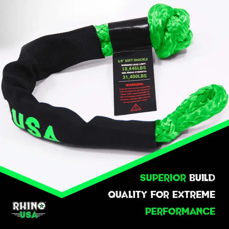 Rhino USA Synthetic Soft Shackles Green (2-Pack) - Rhino USA