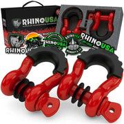 Rhino USA 3/4In D-Ring Shackle Set (2-Pack)(Red) - Rhino USA