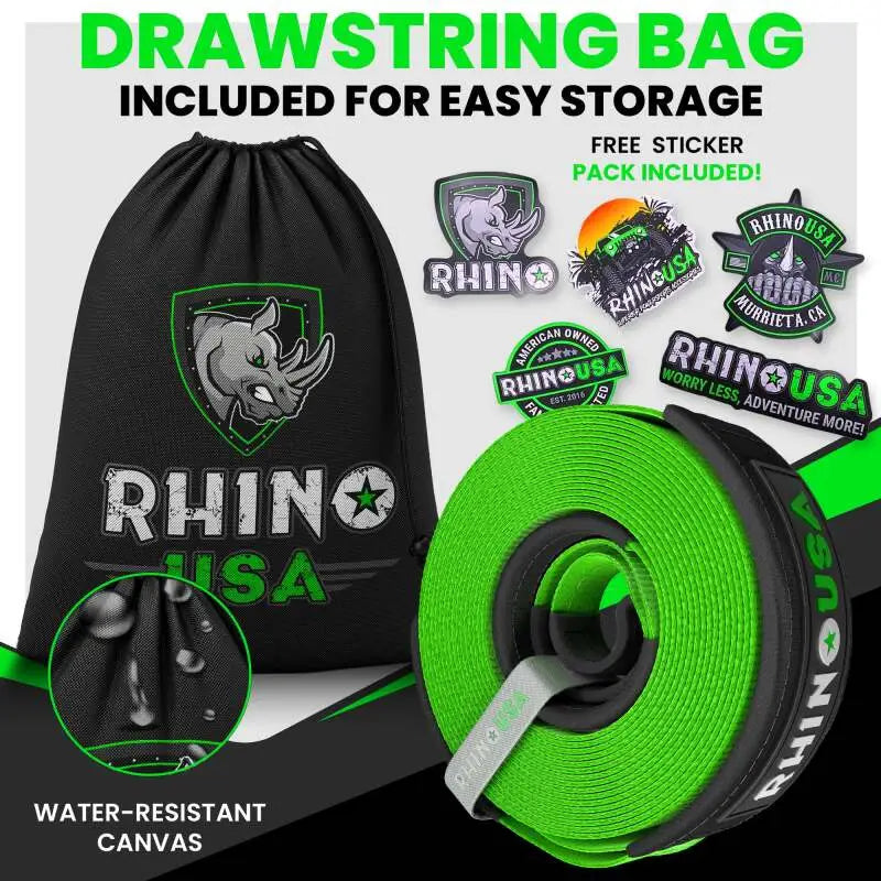 Rhino USA Recovery Tow Strap 4Inx30Ft (Black) - Rhino USA