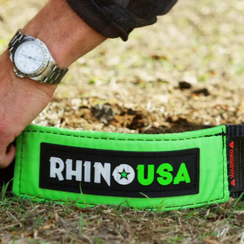 Rhino USA Recovery Tow Strap 4Inx30Ft (Green) - Rhino USA