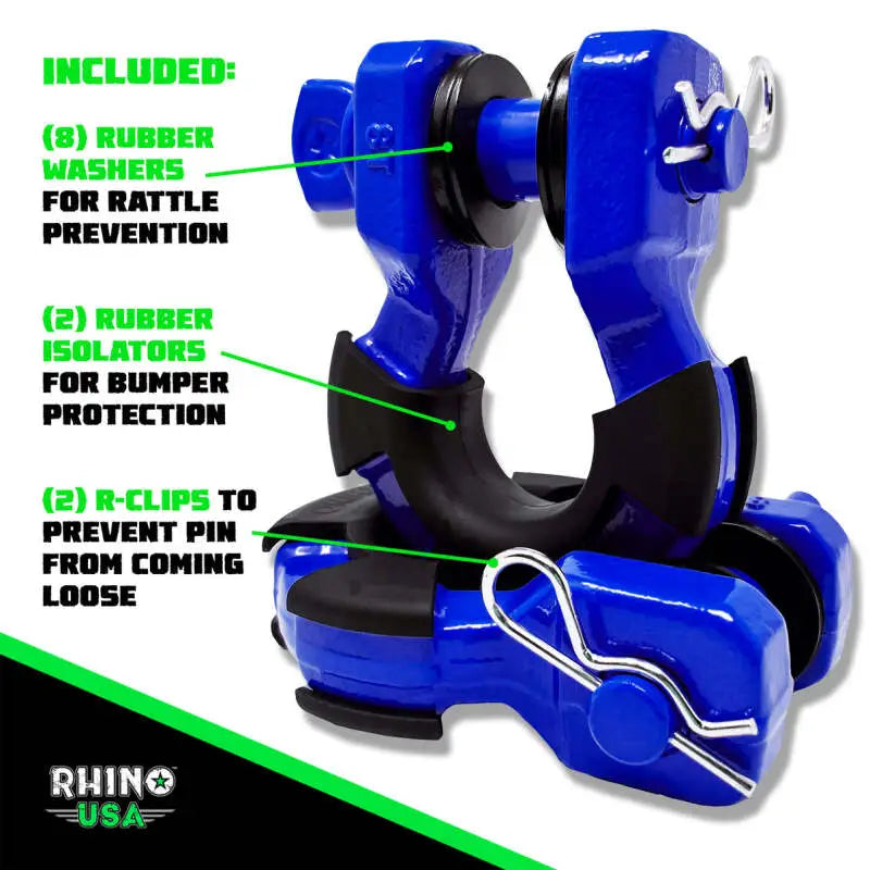 Rhino USA 8T Super Shackle 2-Pack (Blue) - Rhino USA