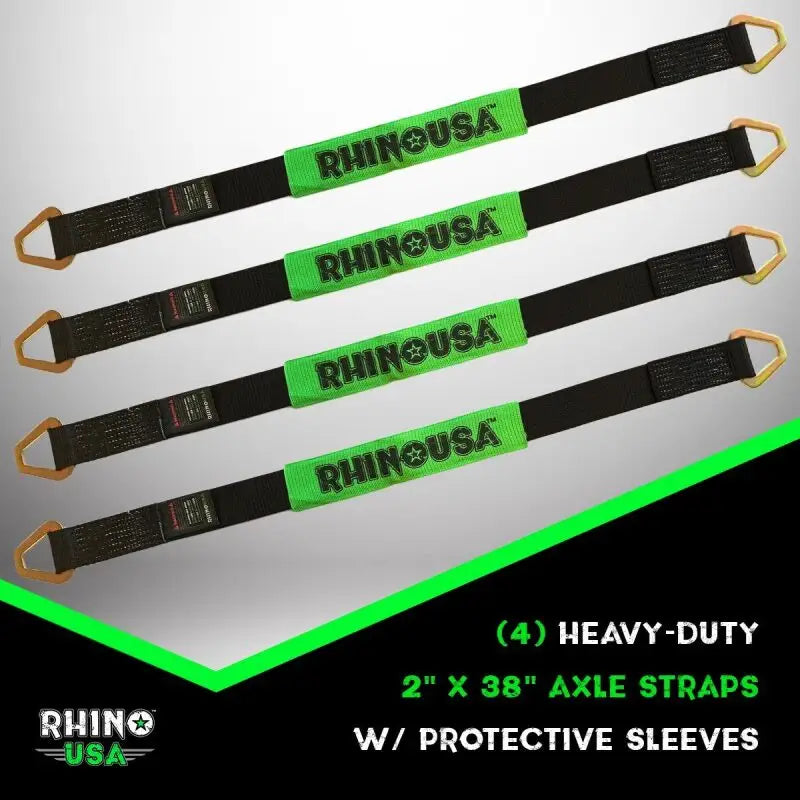 Rhino USA Axle Tie Down Straps (4-Pack) 2In X 38In - Black - Rhino USA