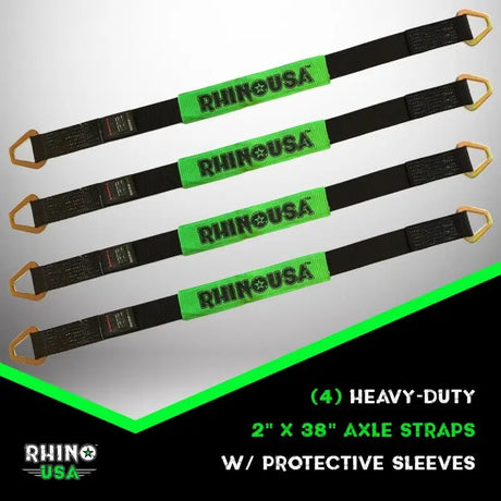 Rhino USA Axle Tie Down Straps (4-Pack) 2In X 38In - Black - Rhino USA