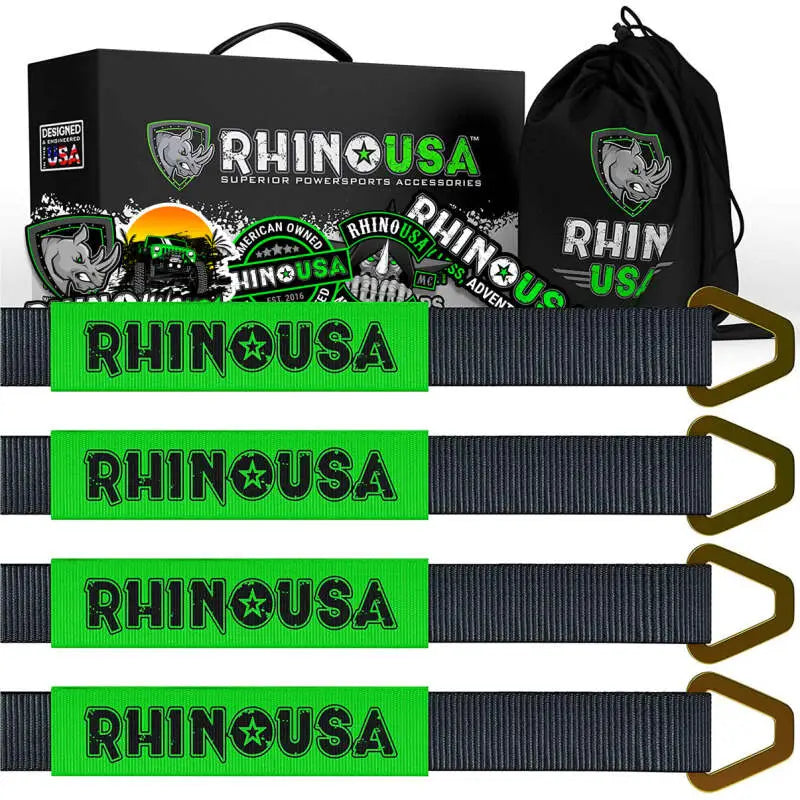 Rhino USA Axle Tie Down Straps (4-Pack) 2In X 38In - Black - Rhino USA
