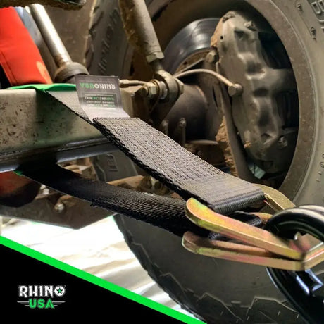 Rhino USA Axle Tie Down Straps (4-Pack) 2In X 38In - Black - Rhino USA