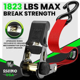 Rhino USA Medium Duty Ratchet Strap Tie-Down 4-Pack (Green) - Rhino USA