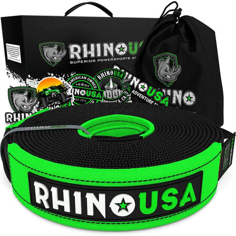 Rhino USA Recovery Tow Strap 2Inx20Ft (Black) - Rhino USA