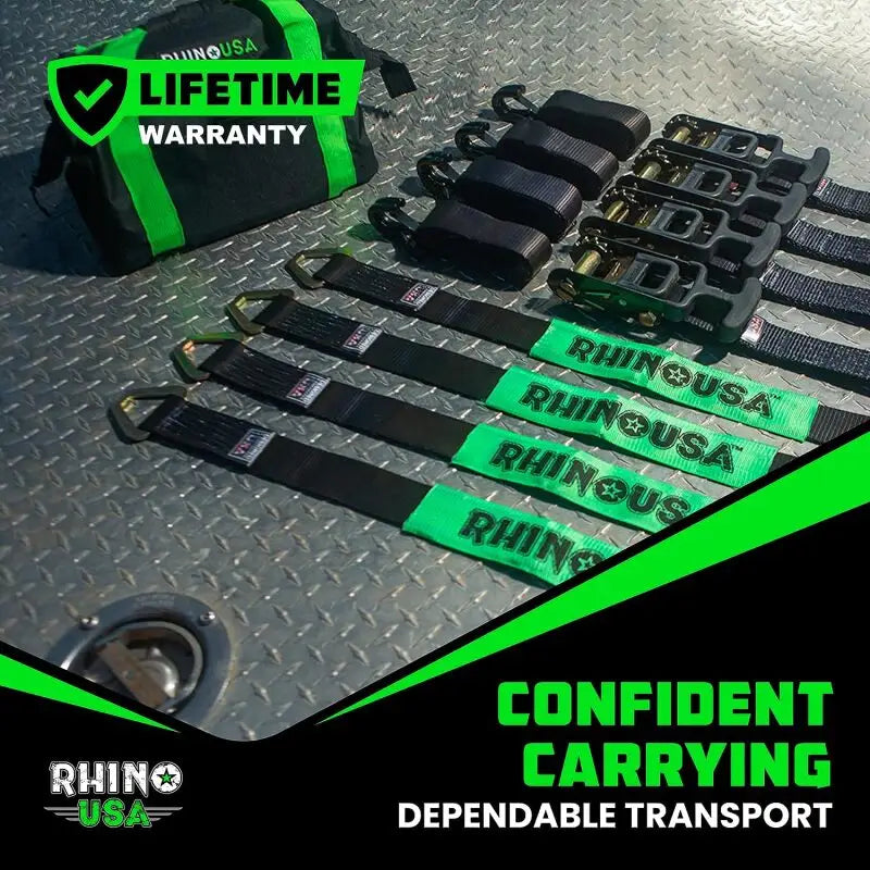 Rhino USA Heavy Duty Vehicle Tie Down Kit - Black - Rhino USA