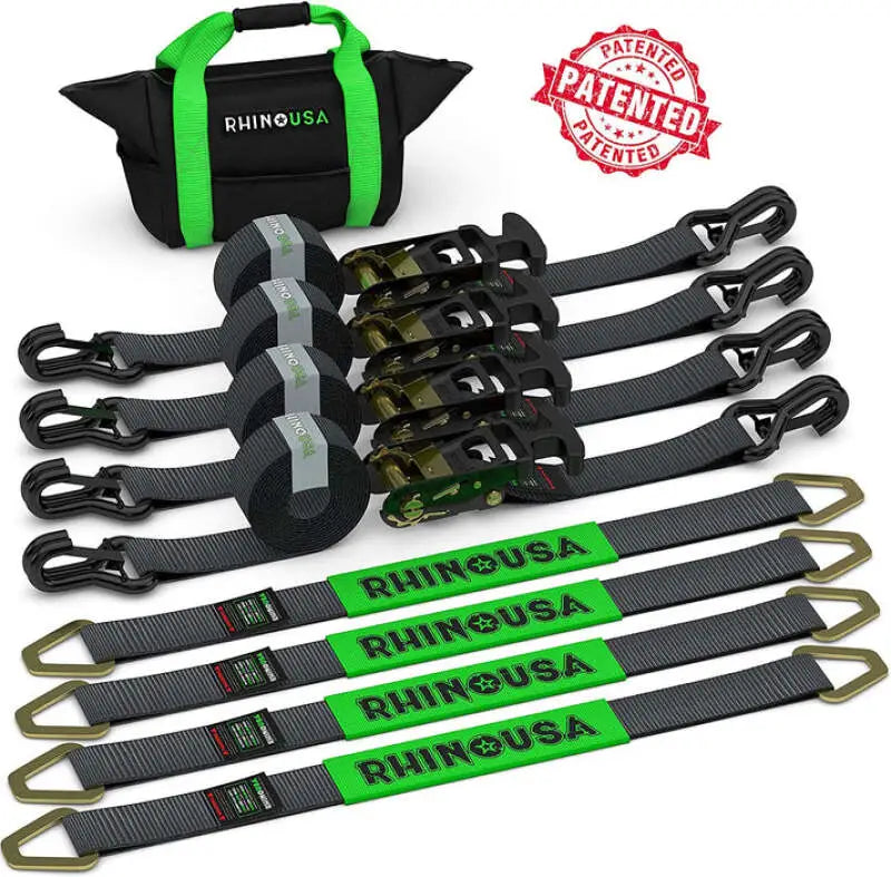 Rhino USA Heavy Duty Vehicle Tie Down Kit - Black - Rhino USA