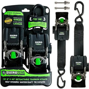 Rhino USA Retractable Transom Straps (2 Pack-Stainless) - Rhino USA