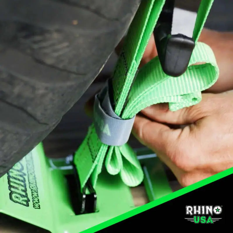 Rhino USA Utv Wheel Chock Tie-Down Kit (4-Wheel Kit) (Green) - Rhino USA
