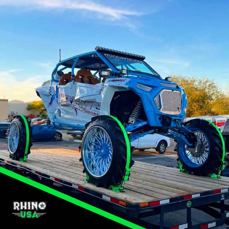 Rhino USA Utv Wheel Chock Tie-Down Kit (4-Wheel Kit) (Green) - Rhino USA