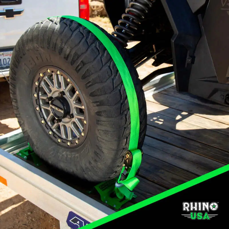 Rhino USA Utv Wheel Chock Tie-Down Kit (4-Wheel Kit) (Green) - Rhino USA