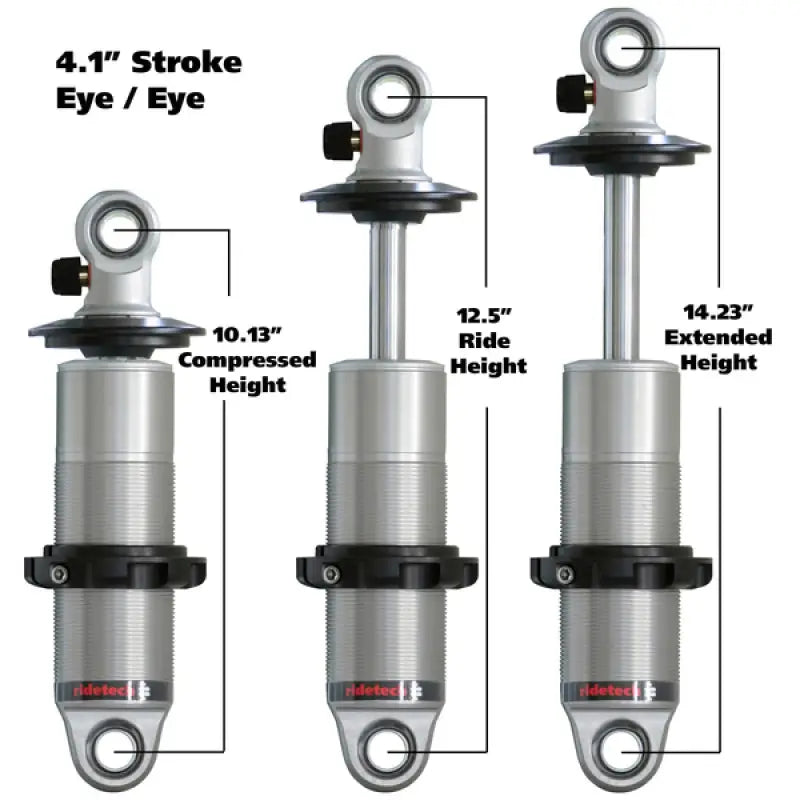 Ridetech 24149901 Ridetech HQ Series CoilOver Shock 4.1in Travel 2.5in Coil Eye/Eye Mounting 10.125inx14.225in