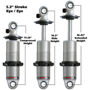 Ridetech 24159901 Ridetech HQ Series CoilOver Shock 5.2in Travel 2.5in Coil Eye/Eye Mounting 11.225inx16.425in