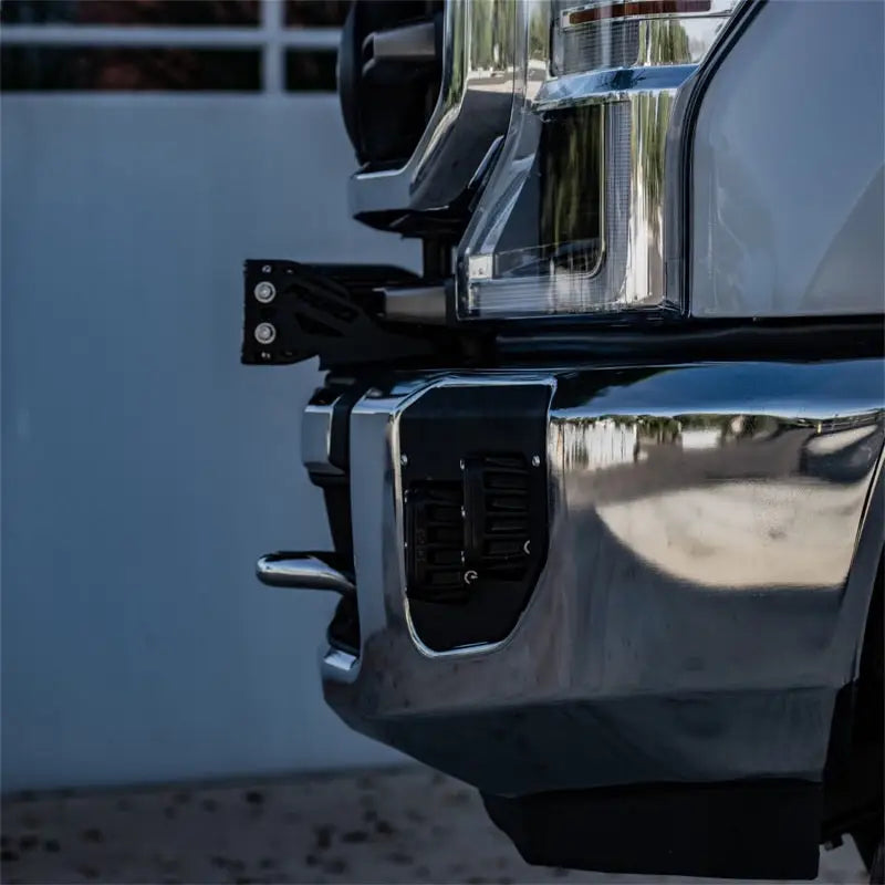RIG Bumper Mount - RDS Series on 2020+ Ford Super Duty Truck, close-up view showing the sleek, polished metal finish and precise fitting.