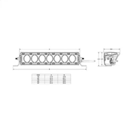 Technical drawing of multi-cylinder engine block with Rigid 430613 Bar Wht Backlight