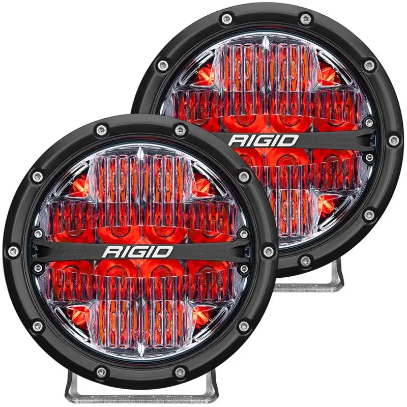 RIGID Industries 360-Series 6in LED Off-Road Drive Beam with red backlight, pair