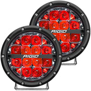 Pair of RIGID 360-Series 6-inch LED Off-Road Spot Beam Lights with Red Backlight