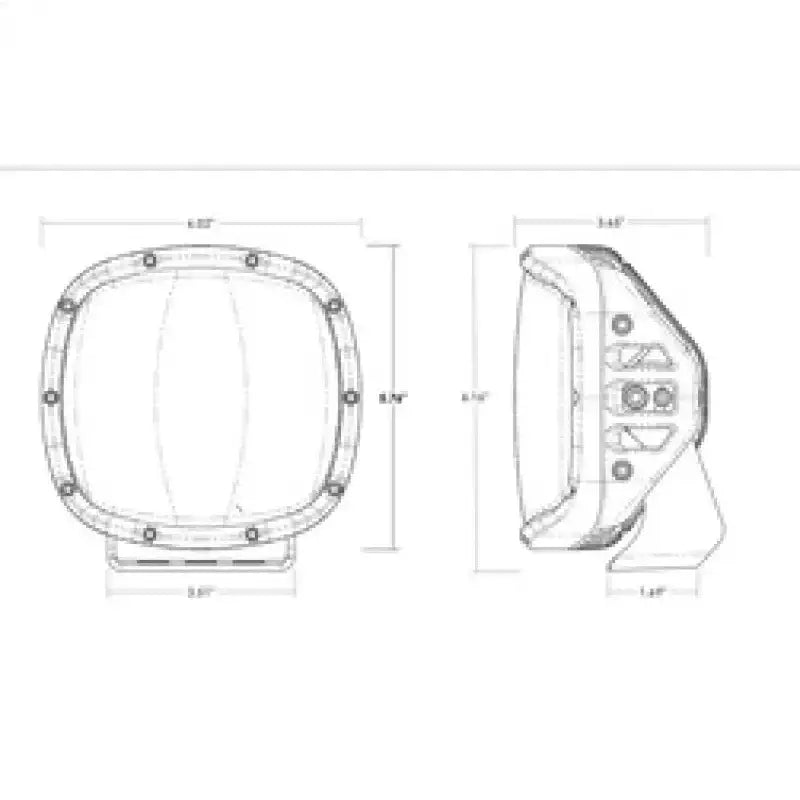 Technical drawing of Rigid Industries Adapt XP with Amber Pro Lens dimensions