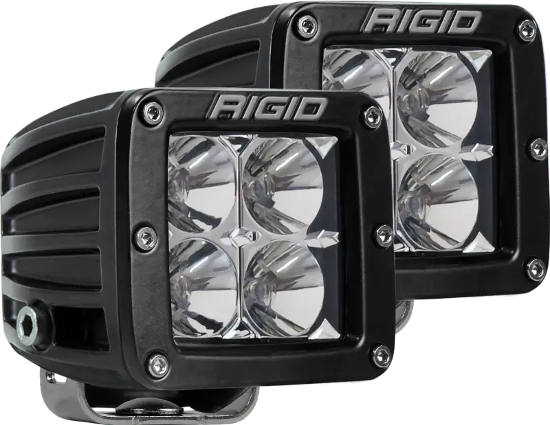 Set of 2 Rigid Industries Dually Flood LED Lights, compact and versatile for enhanced wide spread illumination.