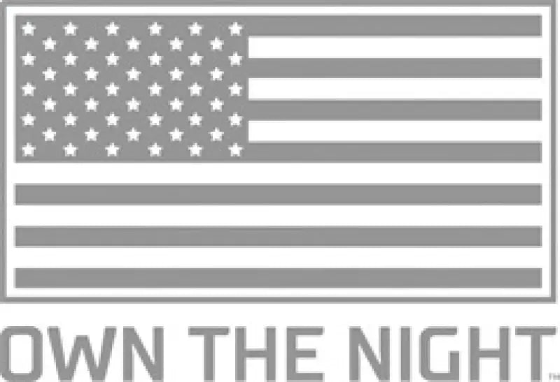 Gray American flag with the text "OWN THE NIGHT" below.
