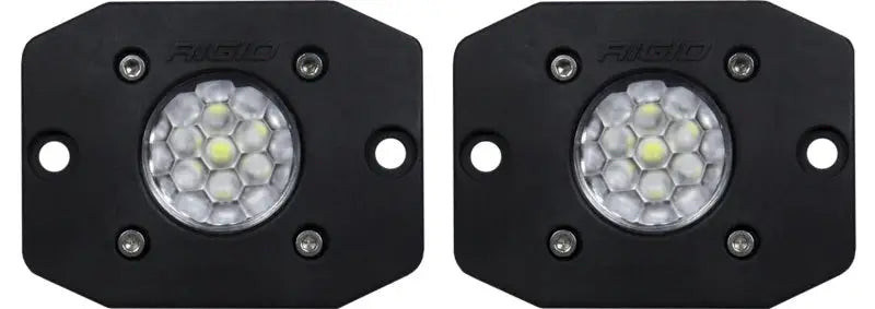 Two black LED lights from the Rigid Industries Ignite Backup Kit FM