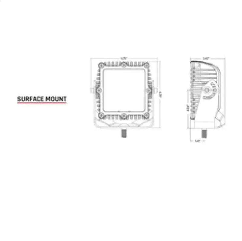 Technical drawing of Rigid Industries Q-Series Spot with Amber PRO Lens dimensions