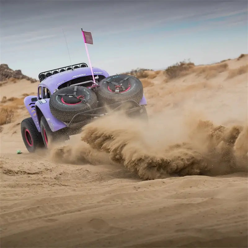 Purple Rigid Industries x SHREDDY 360-Series monster truck with pink accents