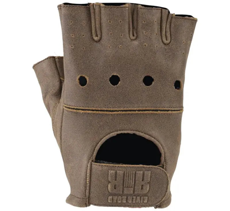 Brown leather fingerless glove from River Road Buster Vintage Shorty Gloves Black Large