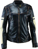 Vintage leather motorcycle jacket with white sleeves from River Road Dame in 2XL