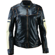 Vintage leather motorcycle jacket with white sleeves from River Road Dame in 2XL