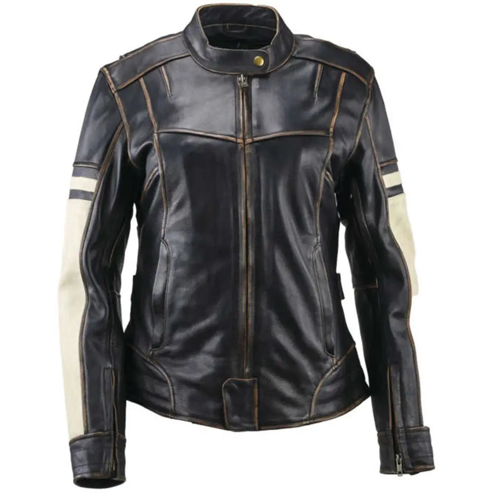 River Road Dame Vintage Leather Jacket Black Womens - Medium - 094389 - Apparel