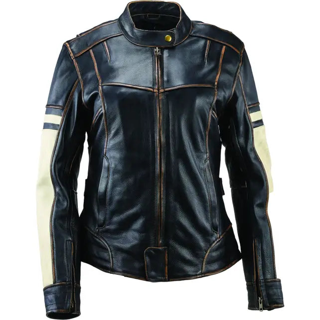 River Road Dame Vintage Leather Jacket Black Womens - Medium - 094389 - Apparel