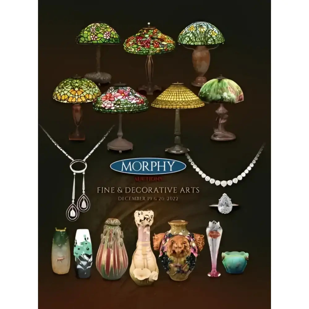Auction poster with lamps, jewelry, and vases featuring River Road Diamond Shorty Gloves Black Womens -2XL
