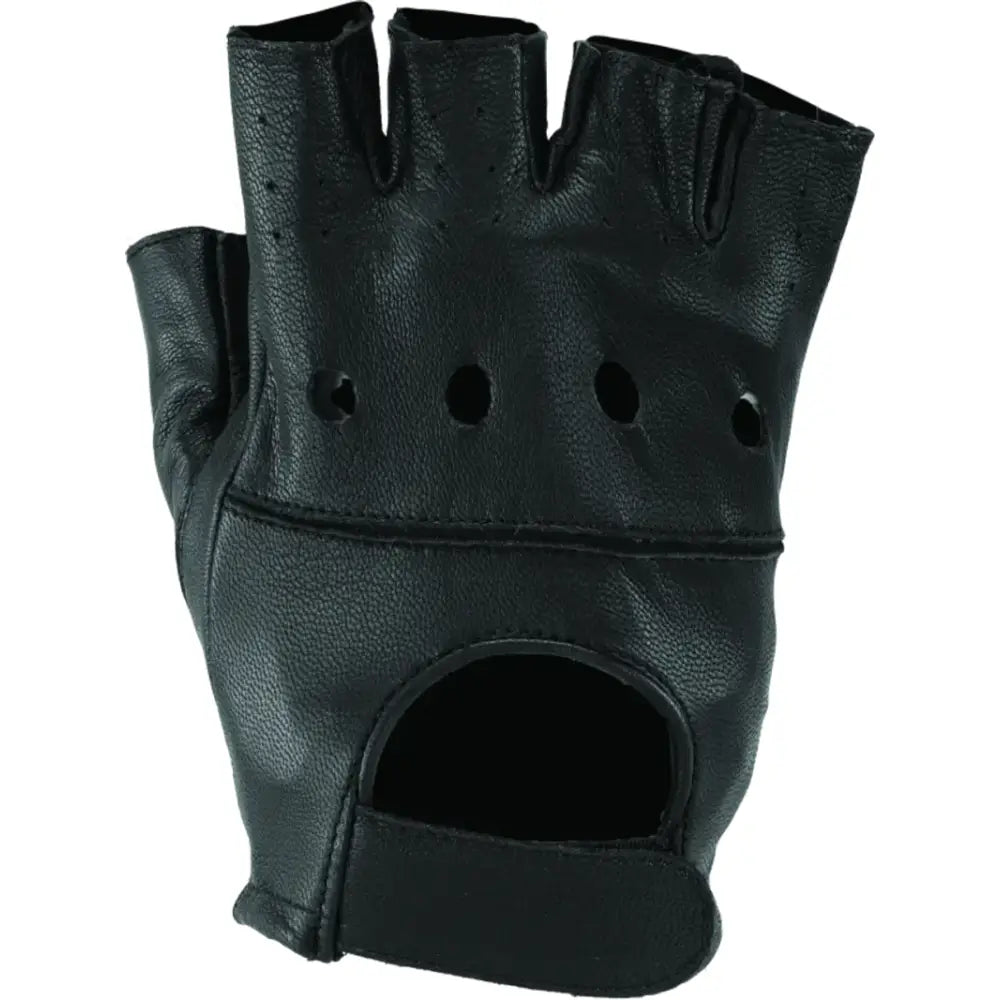 Black fingerless leather glove from River Road Diamond Shorty Gloves for women