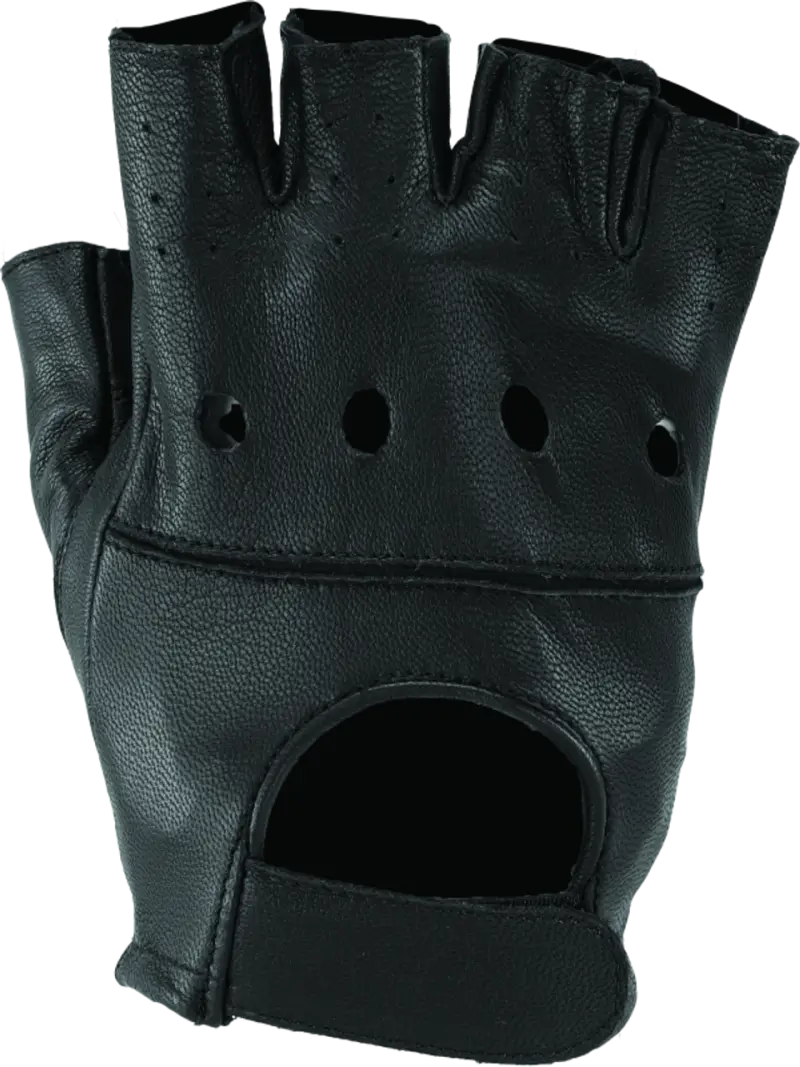Black fingerless leather glove from River Road Diamond Shorty Gloves for women