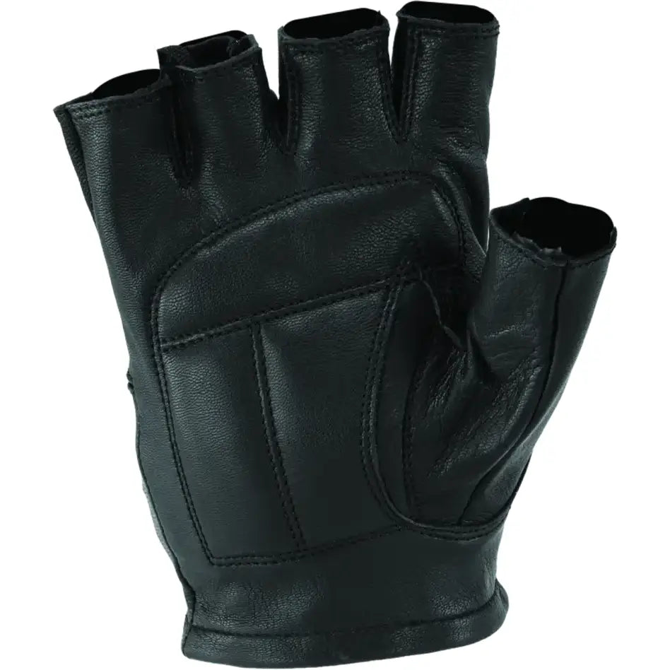 Black leather fingerless glove from River Road Diamond Shorty Gloves Black Womens Small