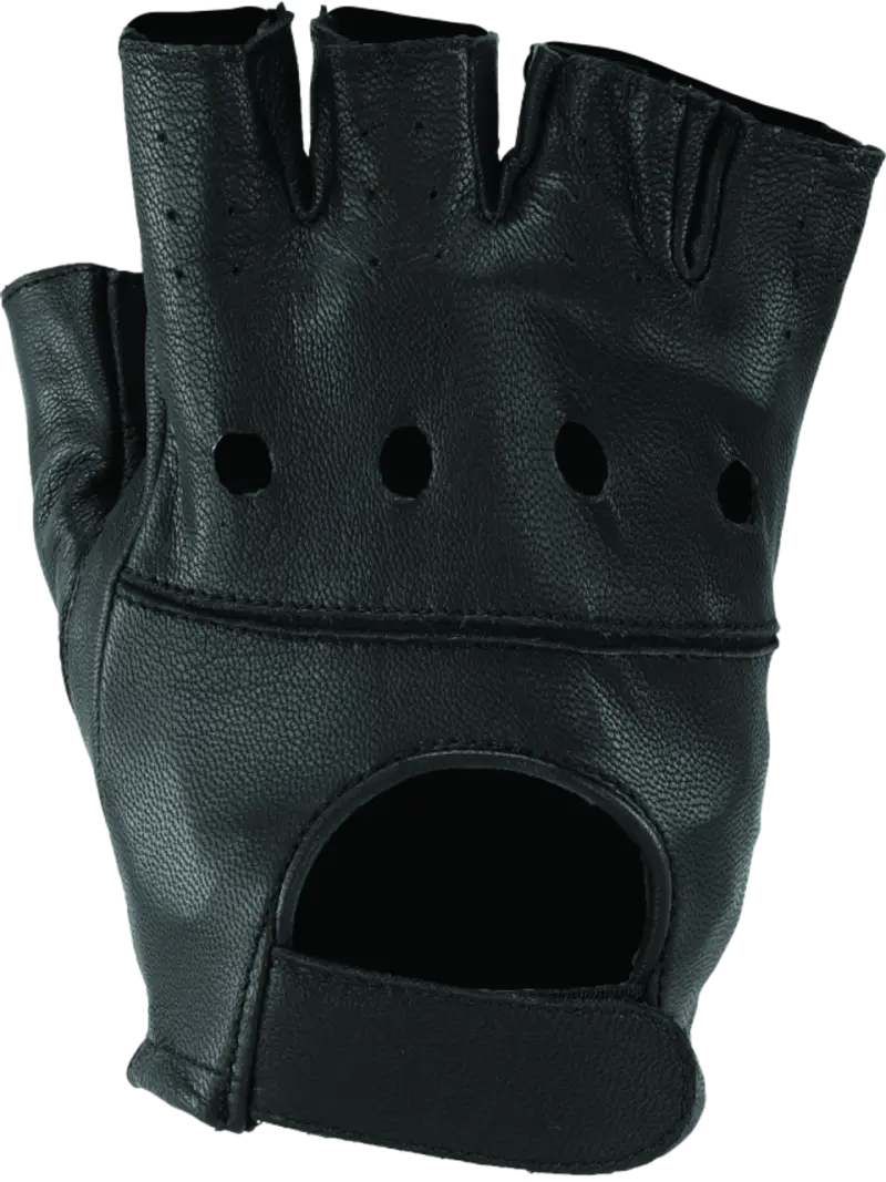 Black leather fingerless glove from River Road Hollister Hollister Shorty Gloves 3XL