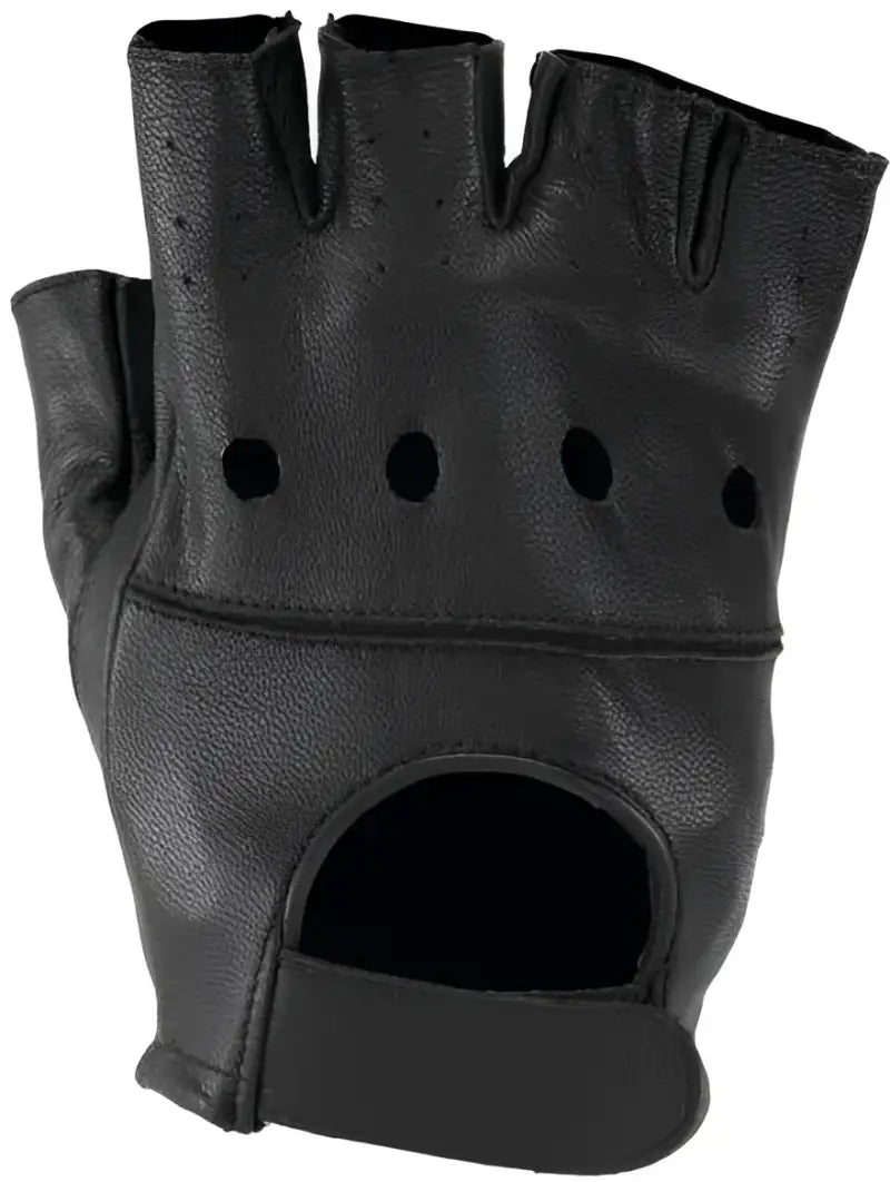 Black leather fingerless glove from River Road Hollister Hollister Shorty Gloves Small