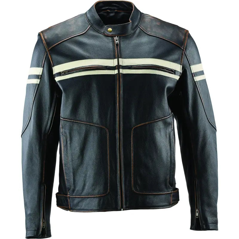 River Road Apparel: River Road Hoodlum Vintage Leather Jacket Black - Large - 094384