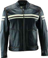 Black leather motorcycle jacket from River Road Hoodlum Vintage collection